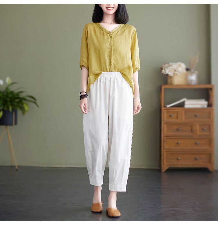 Women's Summer Cotton-Linen Harem Pants 2025: Slimming, Loose, Cropped, Plus-Size