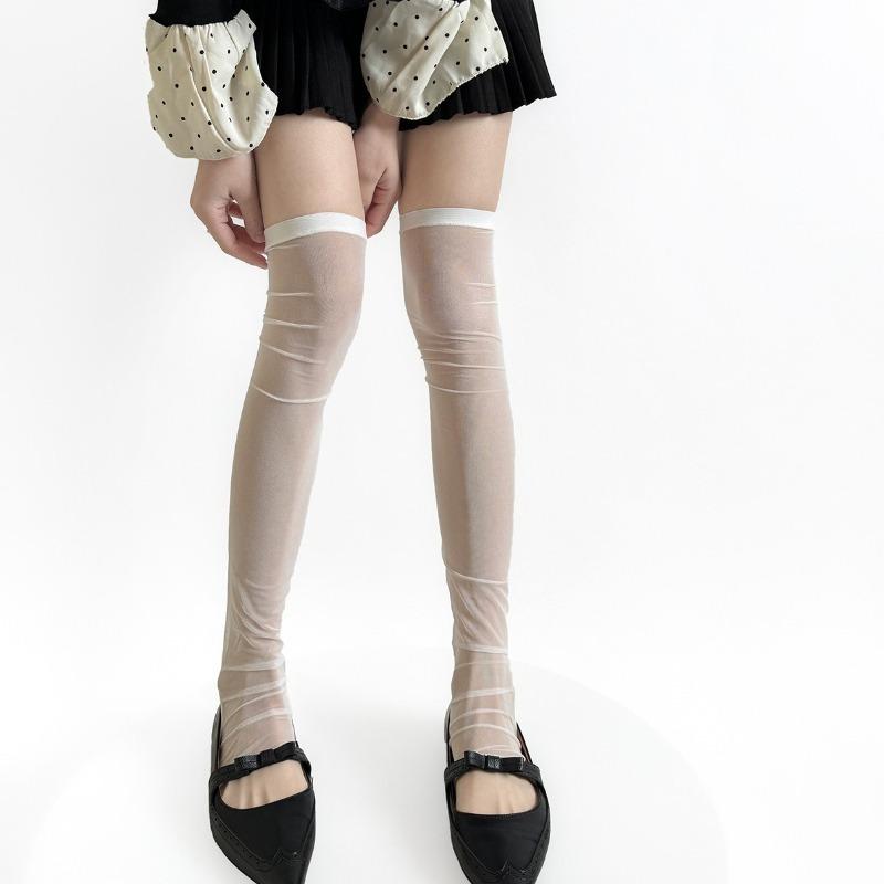 Women Leg Warmers Summer Sun Protection Mesh Foot Cover Knee Socks Bandage Bow Y2K Girls Leg Warmers Thigh High Socks Stockings