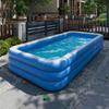 Three Ring Raised and Thickened Single Bottom Square Family Inflatable Swimming Pool Blue and White Large Home Swimming Pools