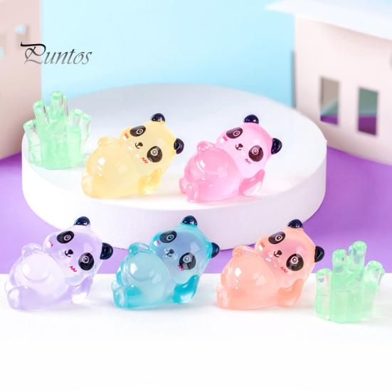 8Pcs Luminous Little Panda DIY Decoration Set Waterproof Rust-proof Solar Powered Glow In The Dark Ornaments