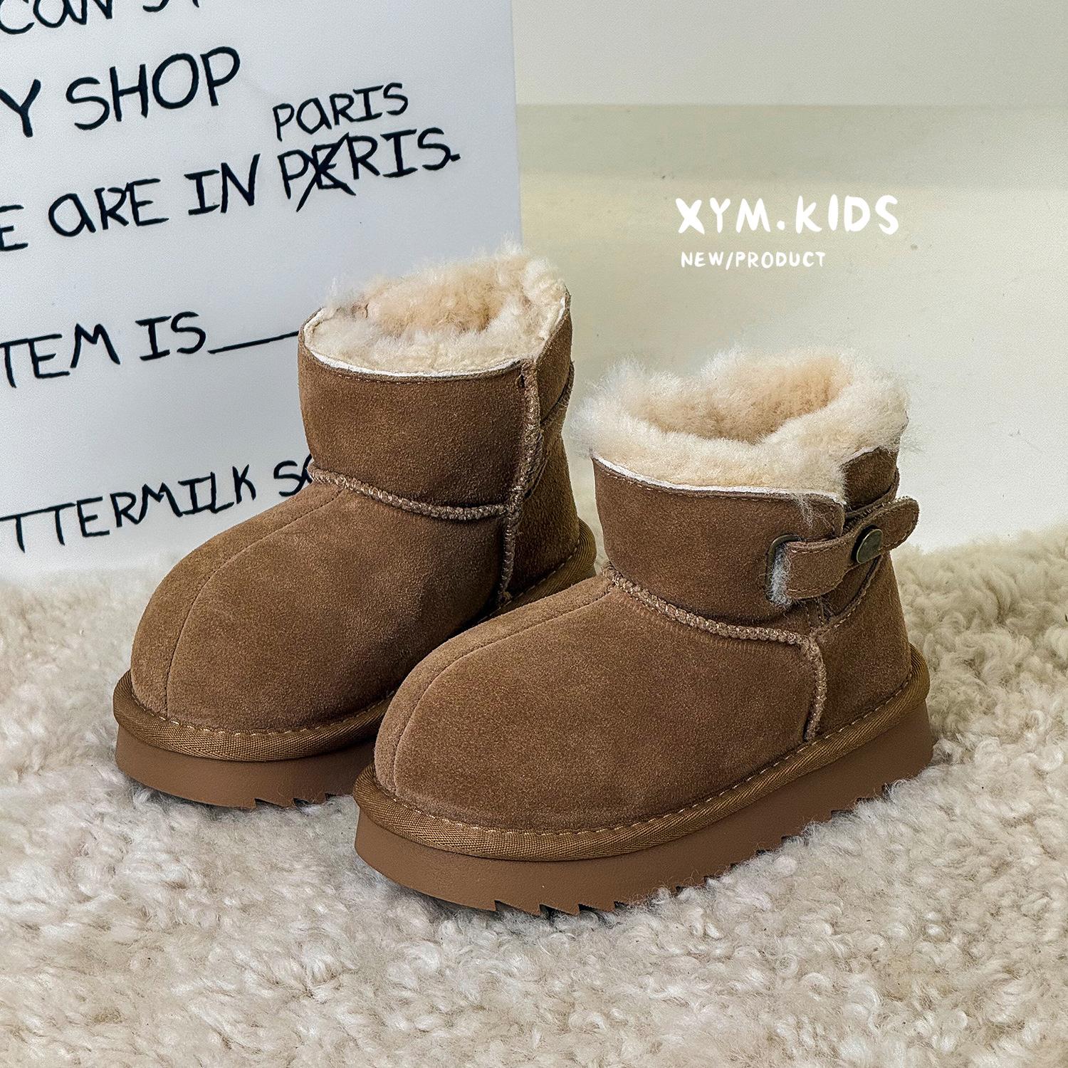 

Детские зимние ботинки Kapibara Кожаные ботинки 2025 Зима Новые Утепленные флисом Толстые Большеголовые Ботинки из хлопка для мальчиков и девочек 26-30 yards 5 pairs of minimum approval верблюд