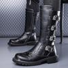Fashion 2025 Autumn Winter New Designer Leather Long Boots for Men Fashion Casual Black Big Head Work Knee High Boots Shoes Man