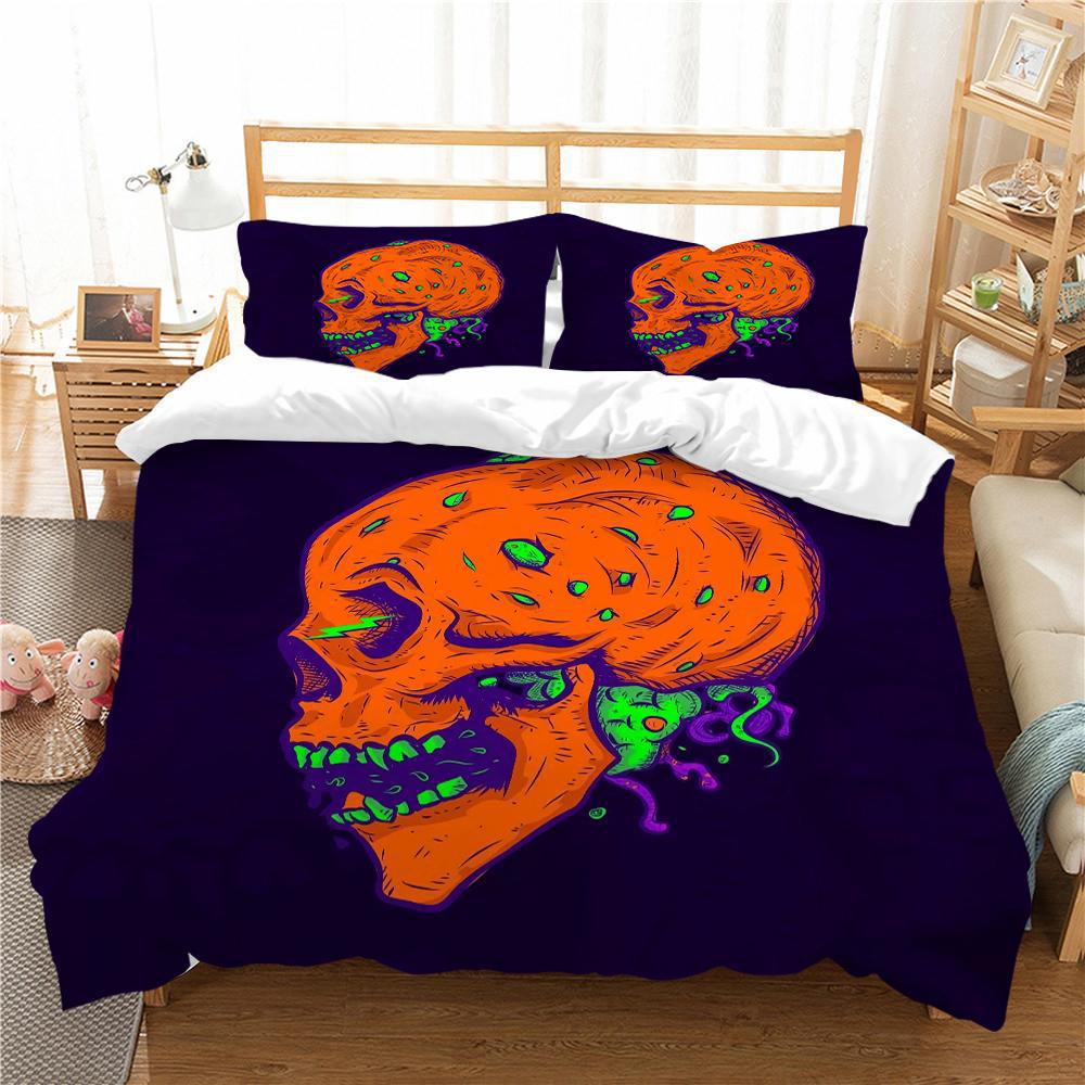 Three-Piece Digital Printing Kit Bedding, Skull Printing Home Textile Four-Piece Quilt