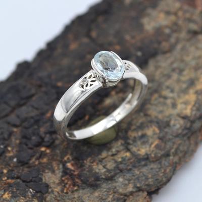 Natural Blue Topaz Handmade Ring For Christmas Gift 925 Sterling Silver Jewelry Women Ring
