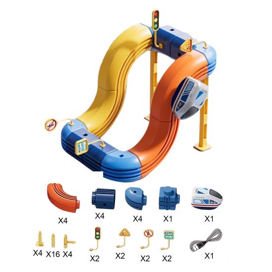 46/56/69 Adet/Set Çocuk Raylı Tren Oyuncakları Kendin Yap Yarış Arabası Küp Ray Yapım Kiti Küçük Çocuklar Erkek Kızlar Elektrikli Tren Ray Montaj Oyuncakları