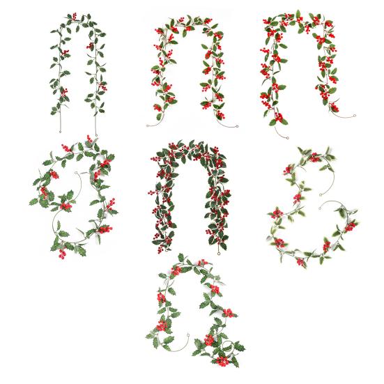 Simulated Christmas Rattan Vine No Maintenance Faux Willow with Red Berry Garland Wedding Party Home Decor