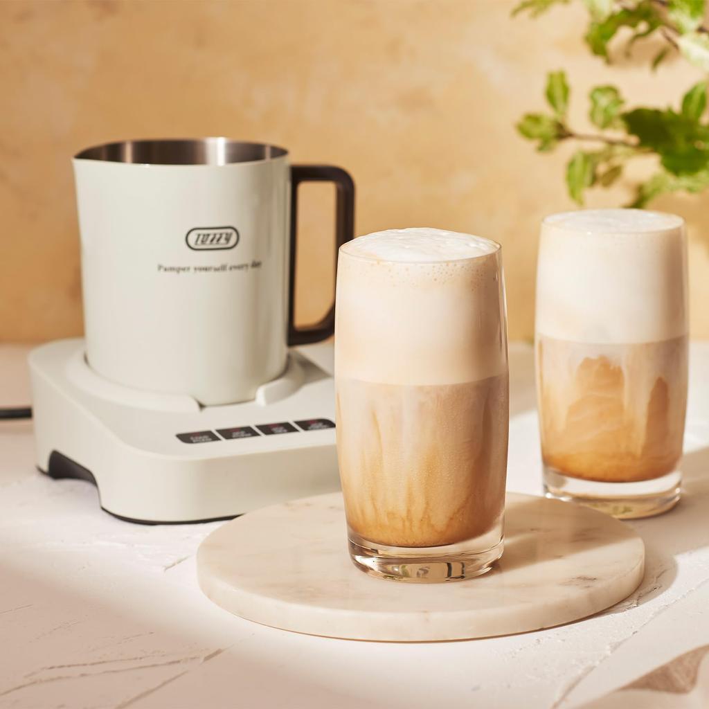 Toffy Milk Foamer Mug K-MF1, Mug-Shaped Milk Foamer, Frothing and Heating, Perfect for Latte, Cappuccino, Hot Chocolate, and Soup, Retro Style, Milky