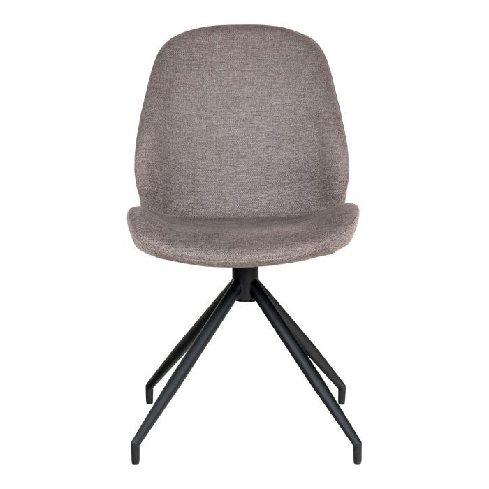 Swivel Dining Chair - HOUSE NORDIC - Monte Carlo - Set of 2 - Grey Fabric - Black Metal Legs