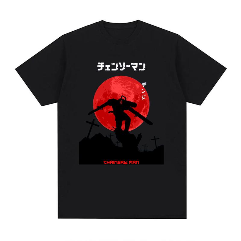 Japanese Anime Chainsaw Man T-shirts 100% Cotton Unisex Tees  EU Size  Manga Graphic Print Short-Sleeve Harajuku Tops