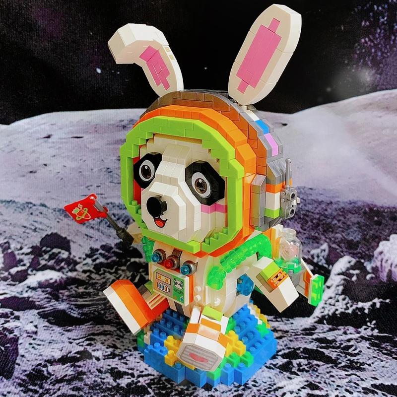 LOZ 8118 Animal World Space Astronaut Spaceman Panda Earth Flag DIY Mini Diamond Blocks Bricks Building Toy For Children No Box