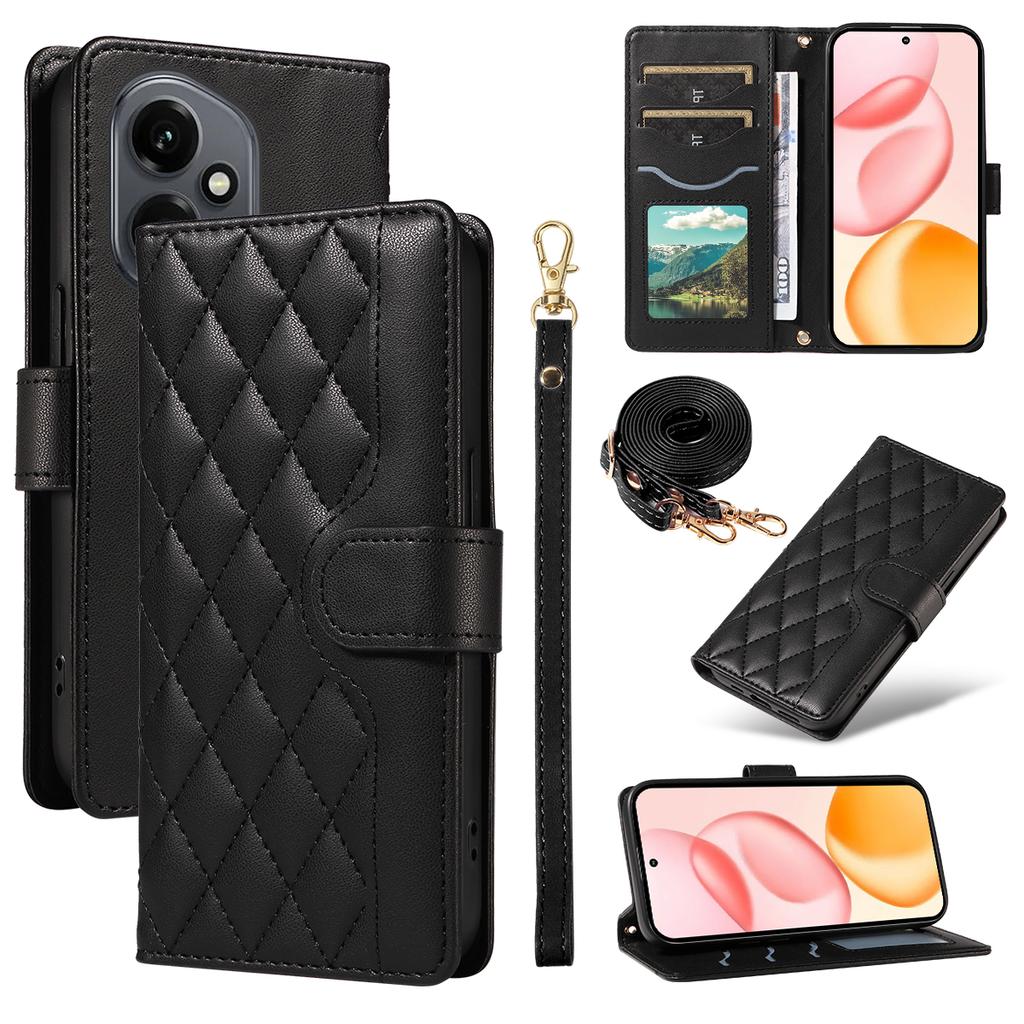 For Honor 400 5G (Global) Lommeboketui Rombe Skinn Telefondeksel med Stropp