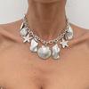 Marine Theme Pendant Necklace Shell Pendant Clavicle Chain for Women Tropical Vacation Jewelry Beach Accessory