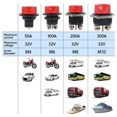 DC 12V 50A 100A 200A 300A Car Rally Battery Switch Disconnecter Power Isolator Cut Off Switch Kit For Truck Car Motorcycle Boat
