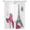 Rote High Heels Eiffelturm Schmetterling Tüll Vorhänge Für Schlafzimmer Moderne Voile Vorhänge Hause Dekoration Fenster Vorhänge