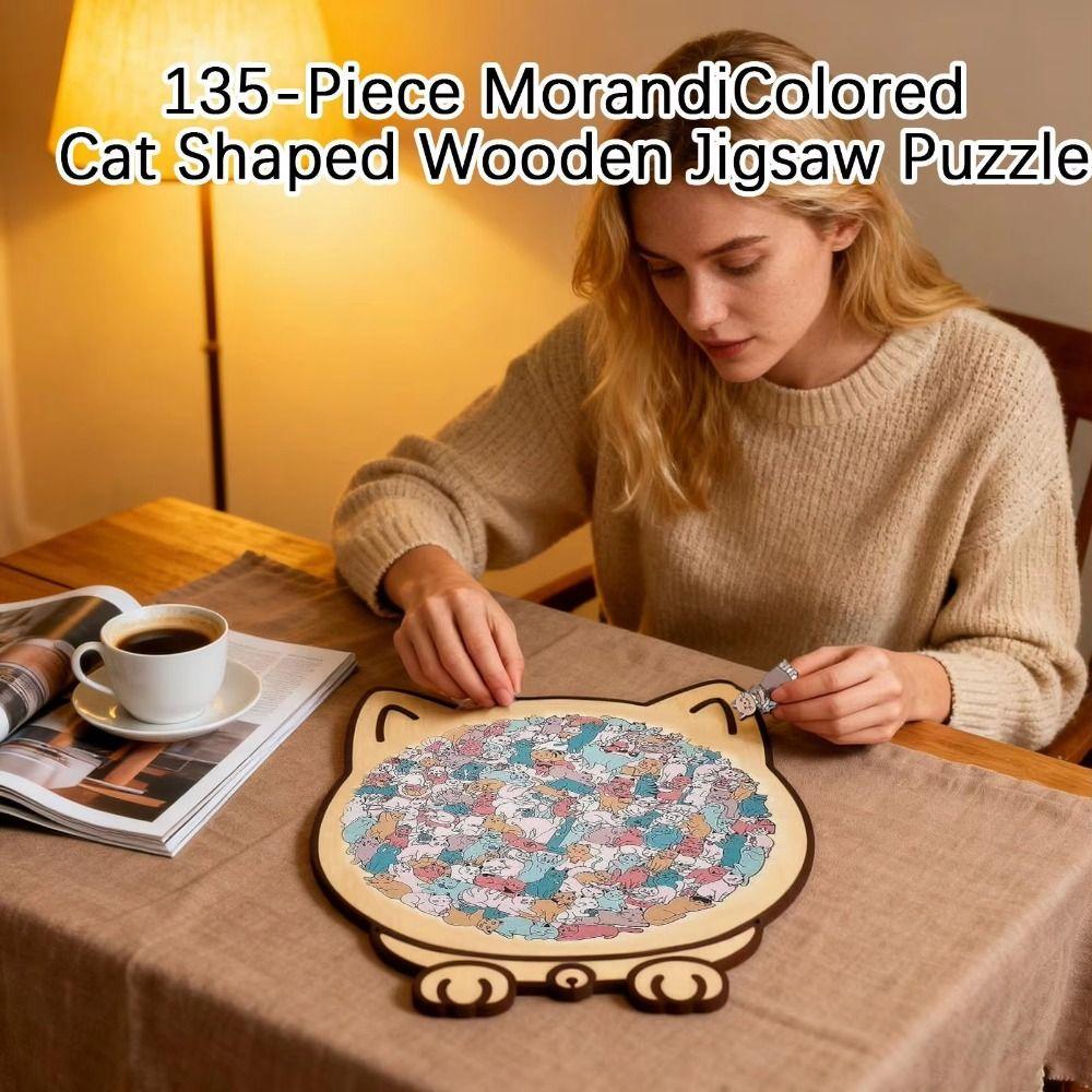 Cute Kitten Cat-shaped Jigsaw Animal Puzzle Unique Irregular Puzzle Cat Wooden Puzzle  For Adults