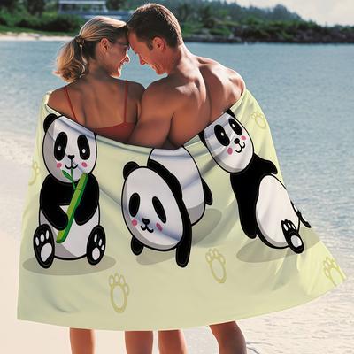 Cute Panda Towel Beach Towels Yoga Gym Lightweight Portable For Swimming Shower Travel Sports Accessories Sandproof