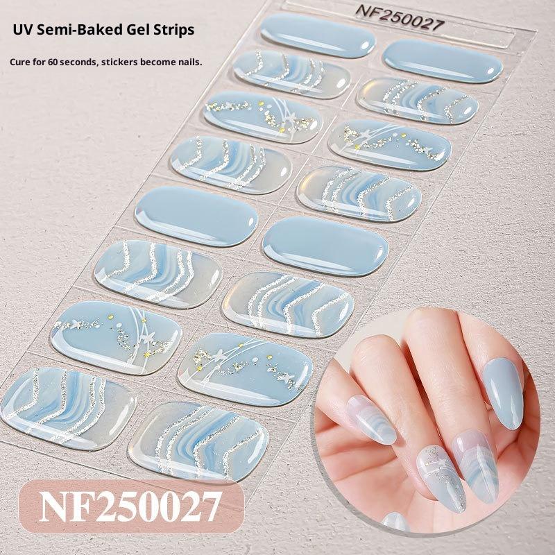 Flashing Light Bulbs, Spotlight Cat-eye Gel Nail Stickers, Butterfly Checkered Pattern, Semi-cured UV Nail Stickers