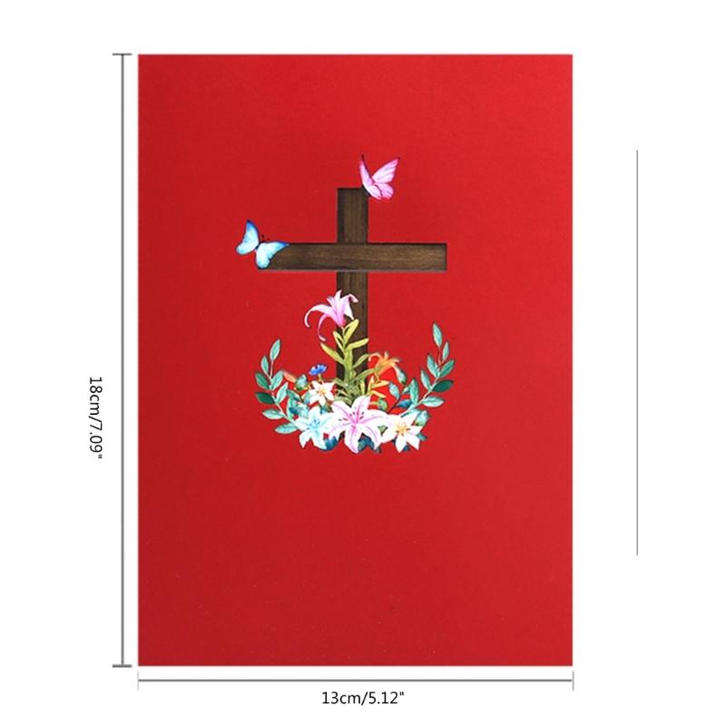 Religious Crosses Easters Card,3D Popup Easters Card,Religious Sympancy Card,Condolence Card with Message Note Envelope