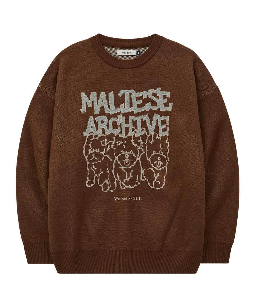 WAIKEI Maltese Archive Line Graphic Knit Ver.2 Brown