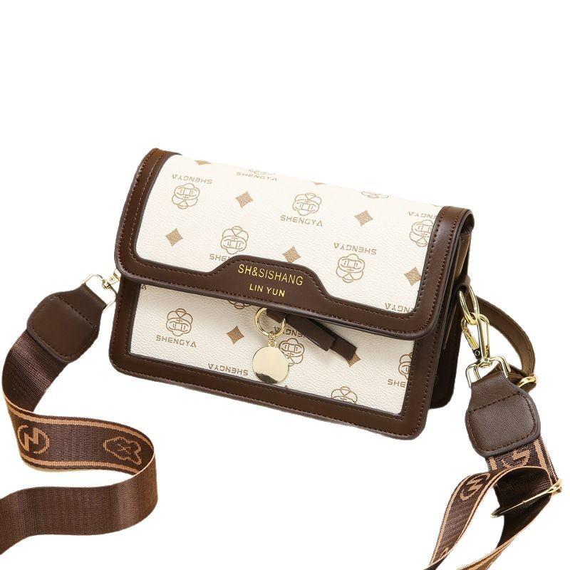 New High Appearance Level Splicing Small Square Bag Senior Sense Printed Backpack Large Capacity Fashion All-matching Shoulder Bag