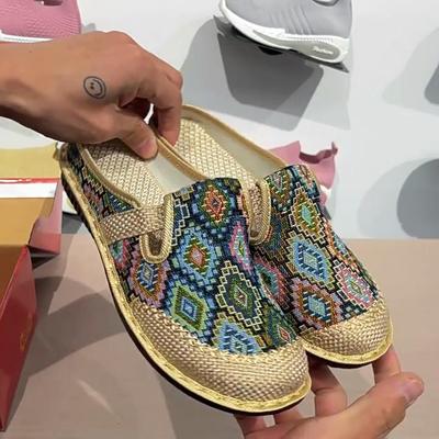 Damskie Sneakersy Outdoor Miękka Podeszwa Kapcie Codzienne Letnie Oddychające Lniane Sandały Kapcie Damskie Buty Antypoślizgowe
