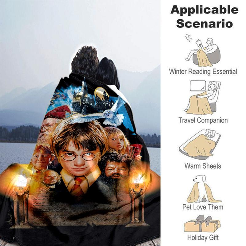Harry Potter and the Sorcerer's Stone Movie Poster PrintPrint Blanket, Soft Blanket For Sofa Office Bed And Travelling Daughter Birthday Gif
