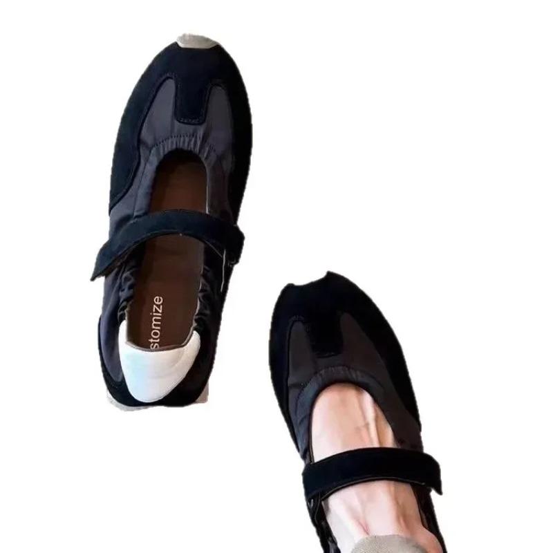 Leather Version 2025 New Style Small Batch Deqin Agan Ballet Magic Tape Sports Thick Bottom Mary Jane Shoes for Women