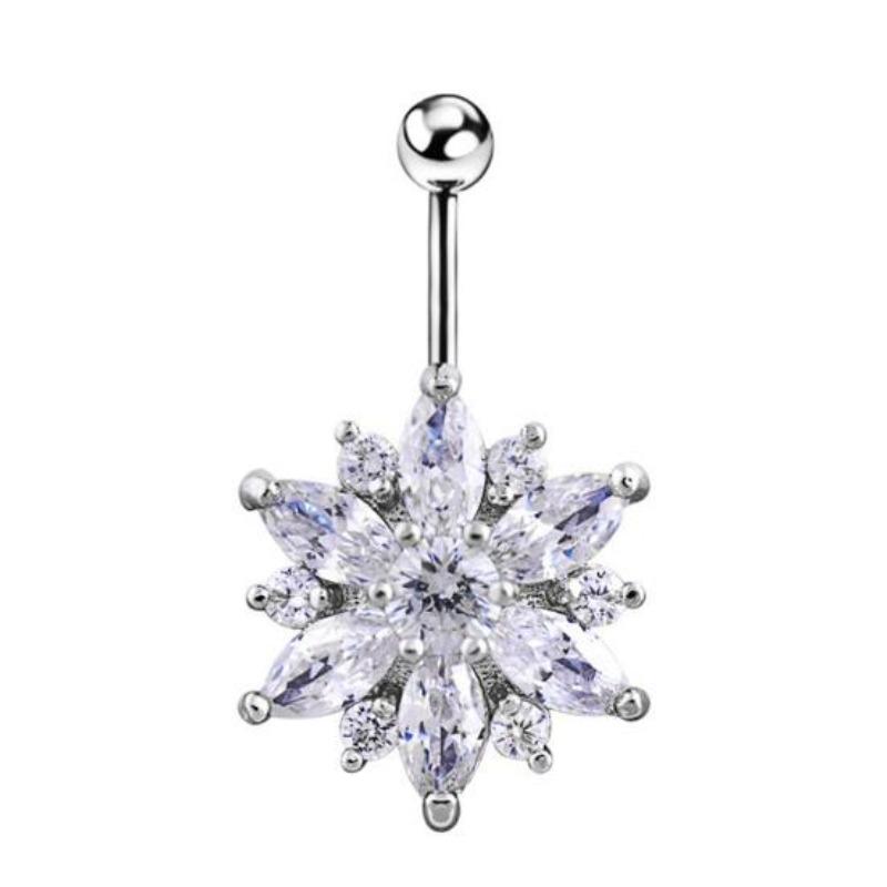 Women Elegent Sexy Flower Belly Button Navel Ring Body Piercing