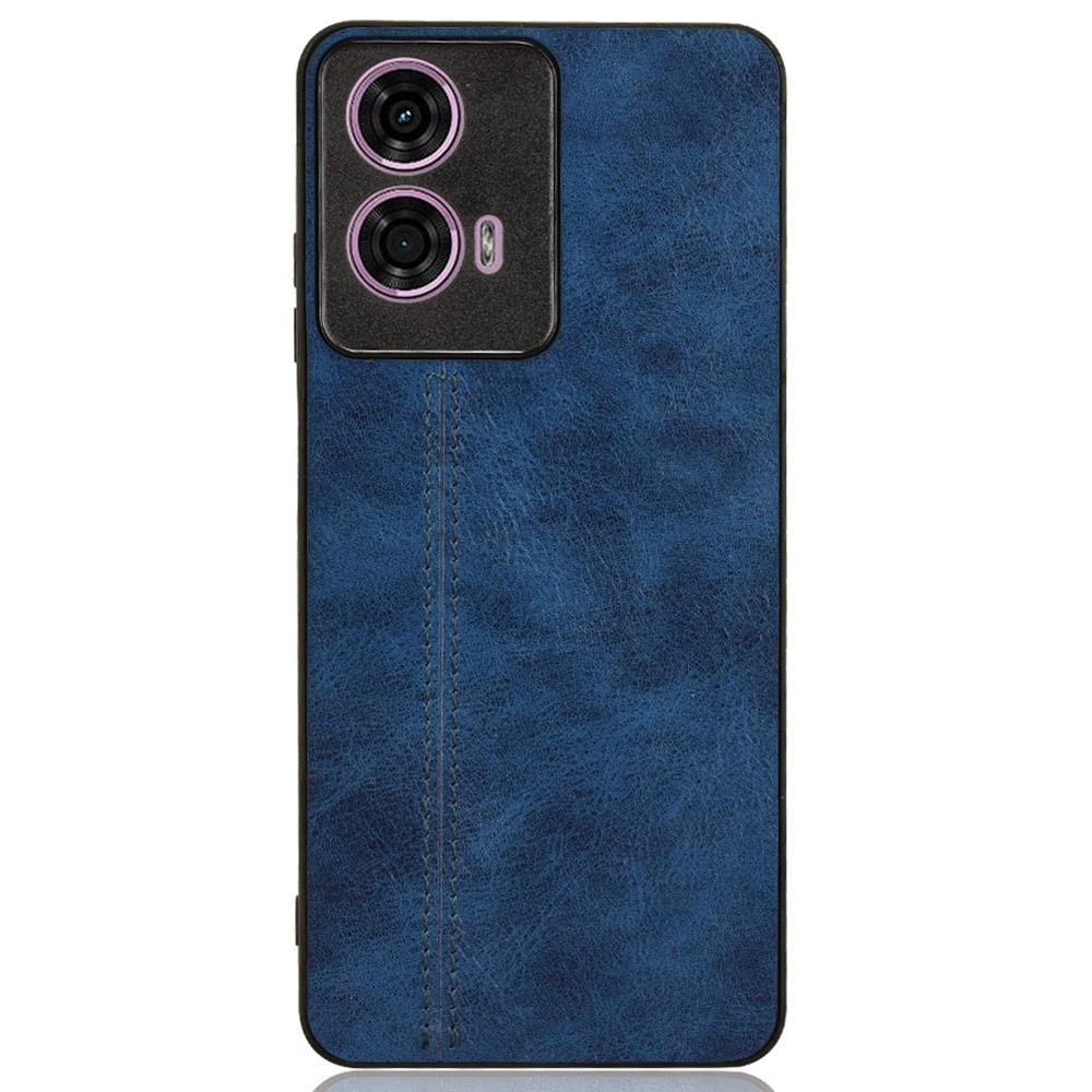 

Для Motorola Moto E14 4G Чехол Кожа со строчкой + ПК + ТПУ Гибридная накладка на телефон Blue