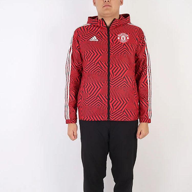 Adidas Mufc Windbreaker Hooded Jacket Men Outerwear Scarlet FR3844