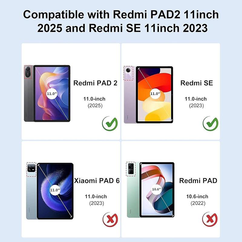 Redmi Pad 2 2025 SE11 Leather Case with Keyboard and Pen Slot - Russian Layout