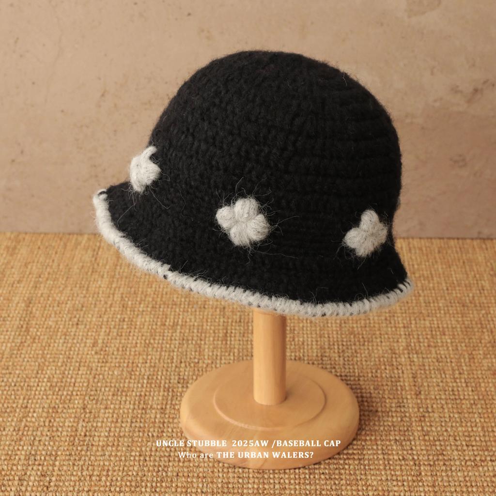 Crochet Knitted Hat Autumn and Winter New Korean Style All-match Face Showing Small Woolen Hat Three Dimensional Flower Fisherman Hat