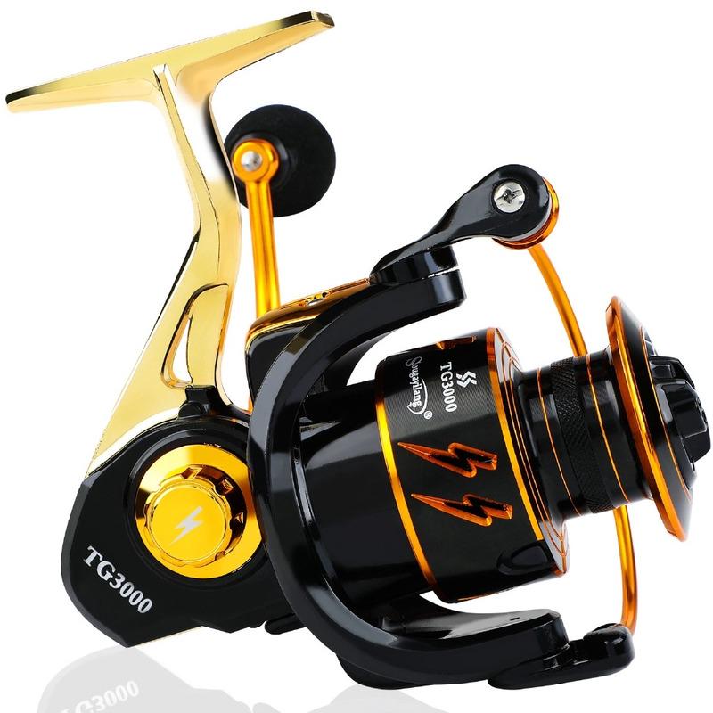 SOUGAYILANG 13 + 1BB Glatte Hochgeschwindigkeitsrolle 5,0: 1 Angelrolle Spinnrolle 8 kg Max. Drag Power Bass-Karpfen-Angelgerät