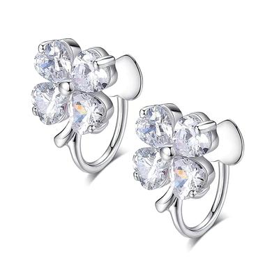 Ohrringe für beliebtes vierblättriges 925er Geburtstagsgeschenk. Nicht durchbohrte Frauen, Ohrringe, Kleeblatt, Silber, schmerzlos, MIYEKI, Luxus, Glück, süß, Jahrestag,