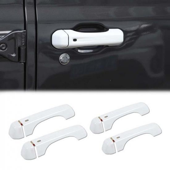 White Outer Door Handle Shell Bezel Cover Kit for Jeep Wrangler Gladiator JT 18+