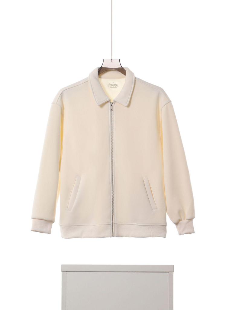 Men's Trendy Japanese Retro Silver Fox Velvet Hoodie - Heavyweight, Solid Color, Zipper Lapel Jacket for Autumn Winter