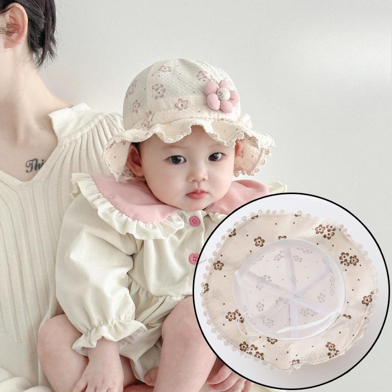 Babyhut Frühling und Herbst Dünner Baby Mädchen Modischer Sonnenhut Baby Verstellbarer Sommer Fischerhut Beckenhut