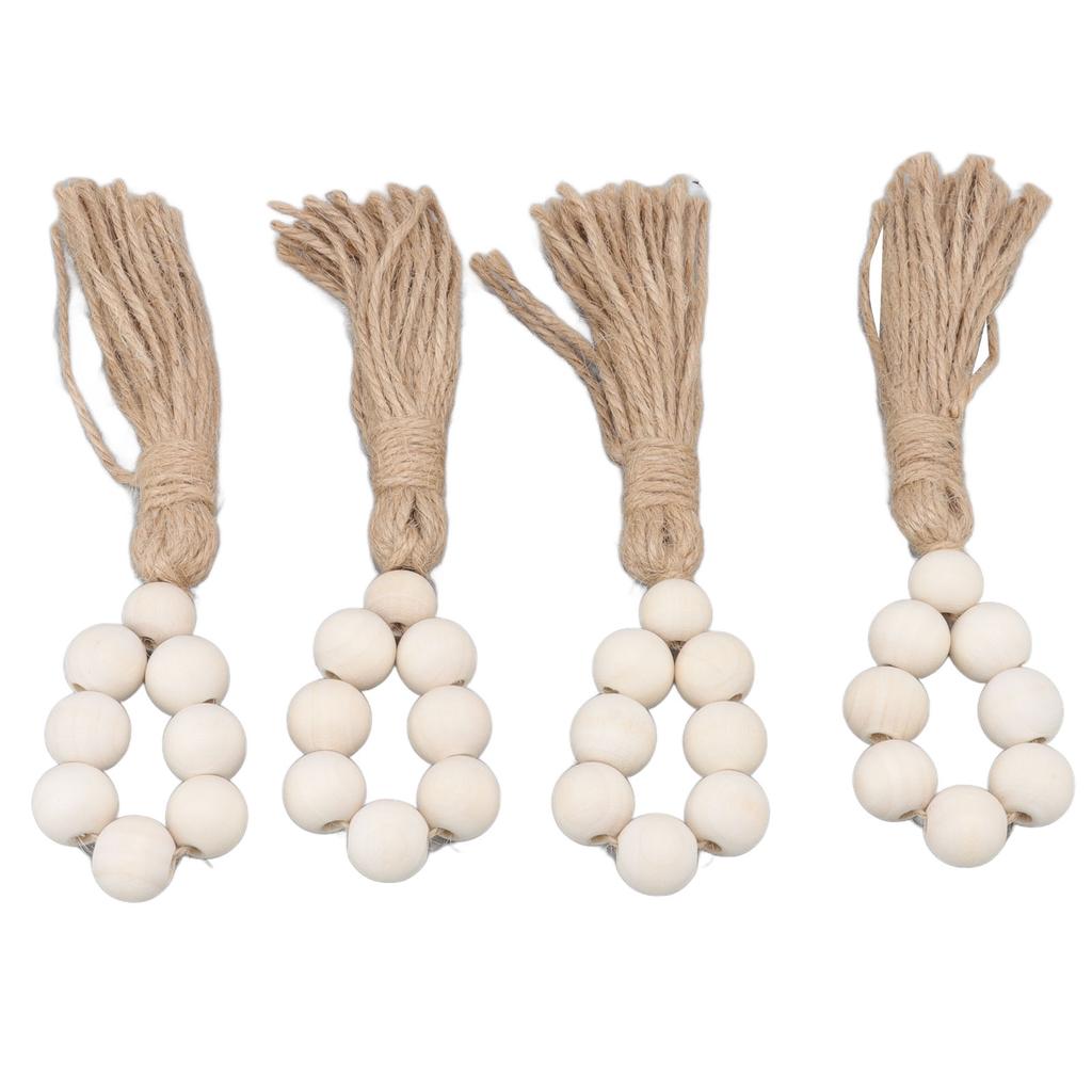 Napkin Ring Decorative Elegant Wood Beads Table Napkin Holder with Tassels for Party Wedding Home