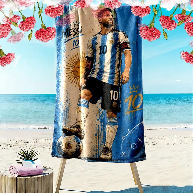 Football Star Messi Beach Towel Suitable for Various Scenarios Such As Kitchen, Bathroom and Beach Swimming