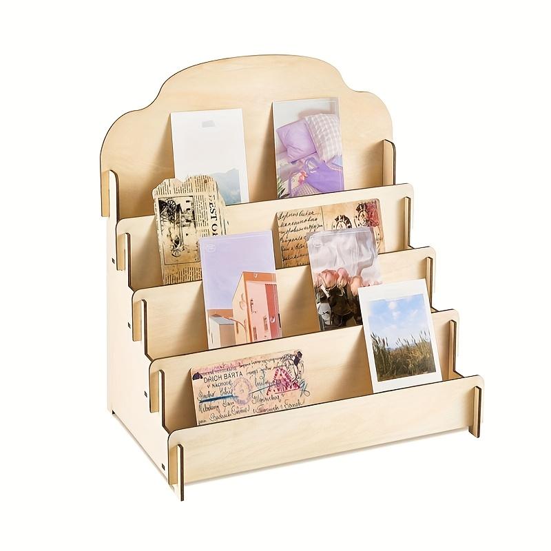1pc Stylish Wooden Card Storage Rack with Multiple Compartments, Space-Saving Design for Greeting Cards & Postcards,Perfect for Office or Classroom