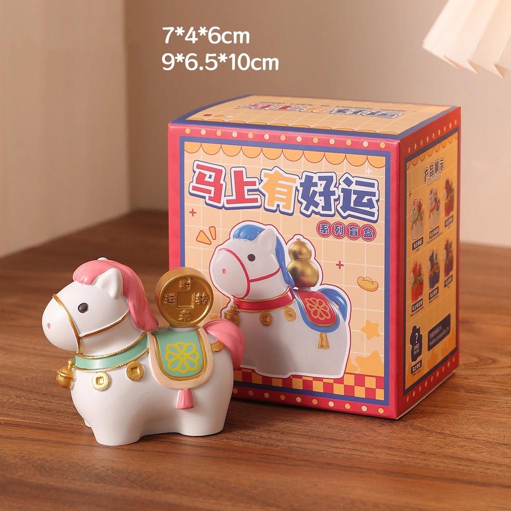 1Pc Creative Transfer Zodiac Horse Back Lucky Bag Ingot Can Be Rotated Home Decoration Office Desktop Decoration