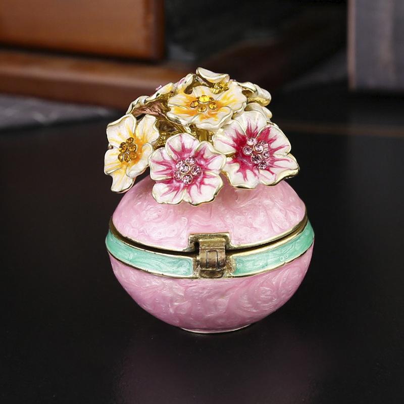 Exquisite Vase Jewelry Box Metal Enamel Color Ornament Jewelry Box Creative Flower Ring Box Jewelry Storage Box