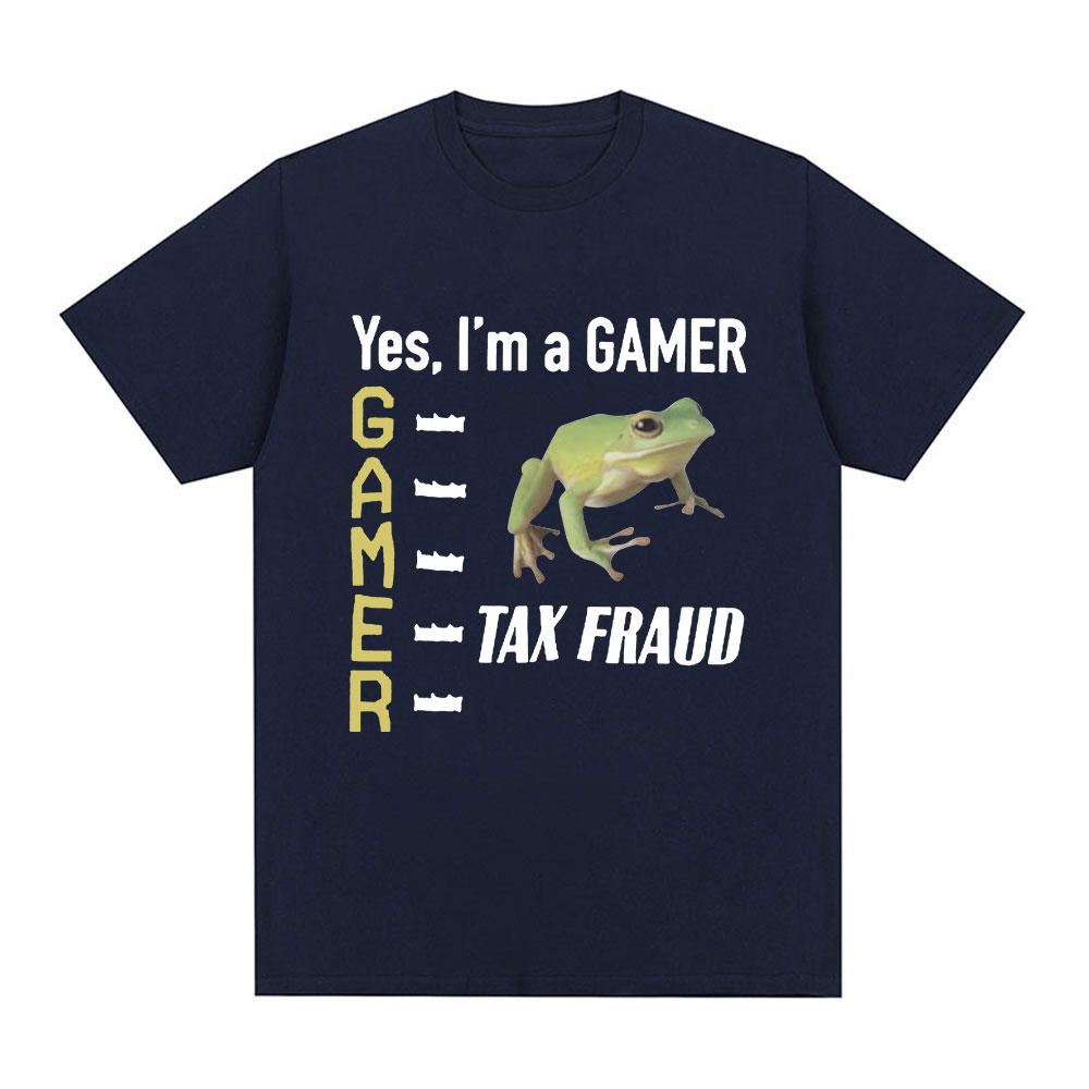 Steuerhinterziehung Gamer Lustiges Frosch Meme T-Shirt Männer Frauen Mode Hip Hop Vintage T-Shirt 100% Baumwolle Lässig Locker Kurzarm T-Shirts