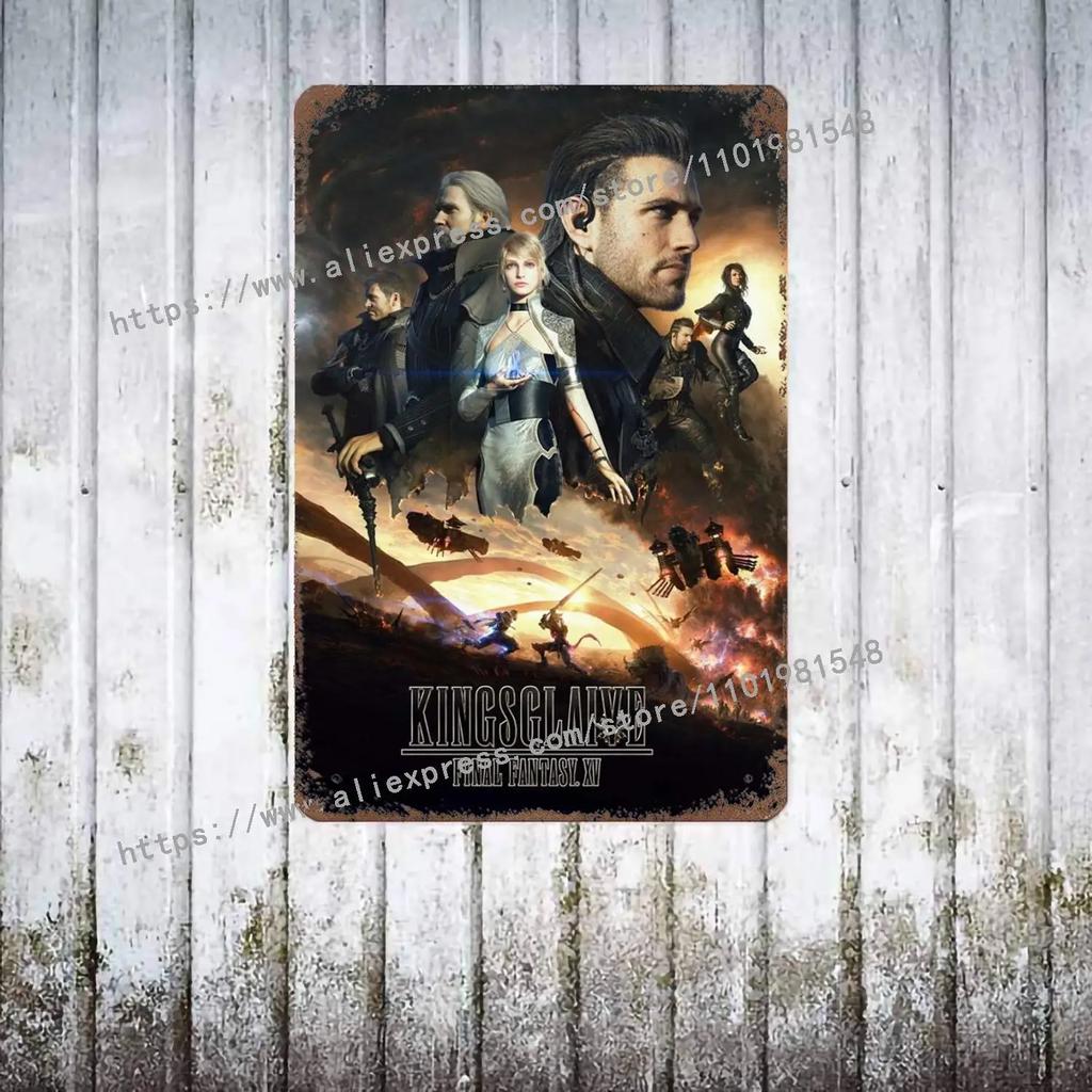 Yoshitaka Amano Final Fantasy VIIs Poster Vintage Blech Metallschild Dekorative Plakette für Pub Bar Man Cave Club Wanddekoration