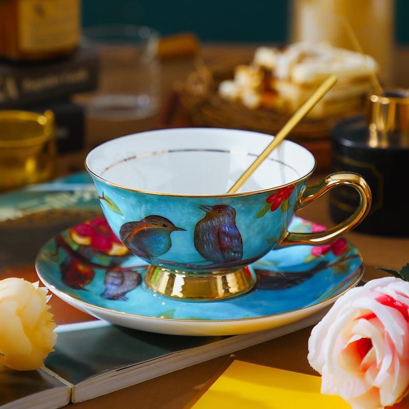 Kaffeetasse und Untertasse aus Bone China Keramik, Vintage englisches Nachmittagstee-Set, Geschenkbox-Set, Hochzeitsgeschenk