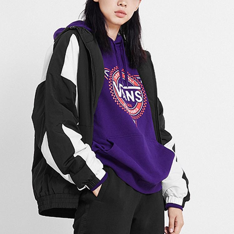 Vans Colorblock Patchwork Hooded Sports Jacket Men Outerwear Black VN0A48CJBLK