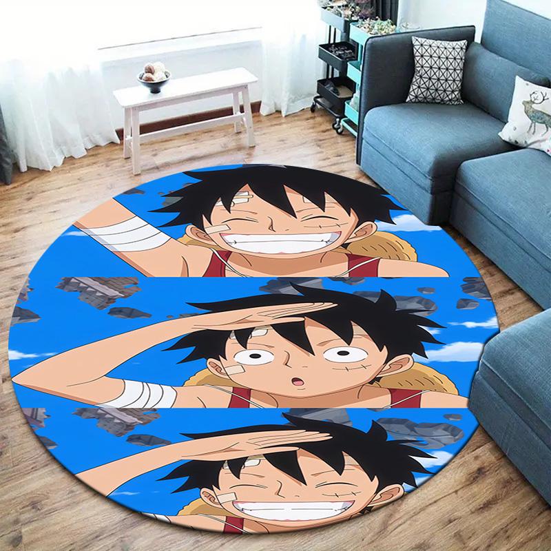 One Piece Monkey D Luffy Round Area Rug Carpet Rug For Living Room Bedroom Sofa Playroom Decor Nonslip Floor Mat