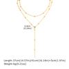 Stainless Steel Bead Chain Tassel Double-layer Y-shaped Necklace for Women, Simple Heart Flower Zircon Gold Plated Long Necklace