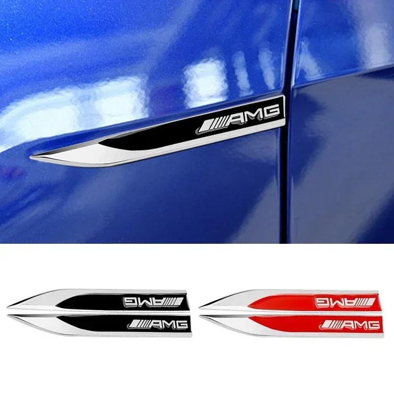 Benz amg 2pcs 3D Metal Car Fender Side Wing Emblem Badge Sticker For Mercedes benz W203 W204 W205 W210 W211 W212 W164 W176 CLA CLS SL GLA