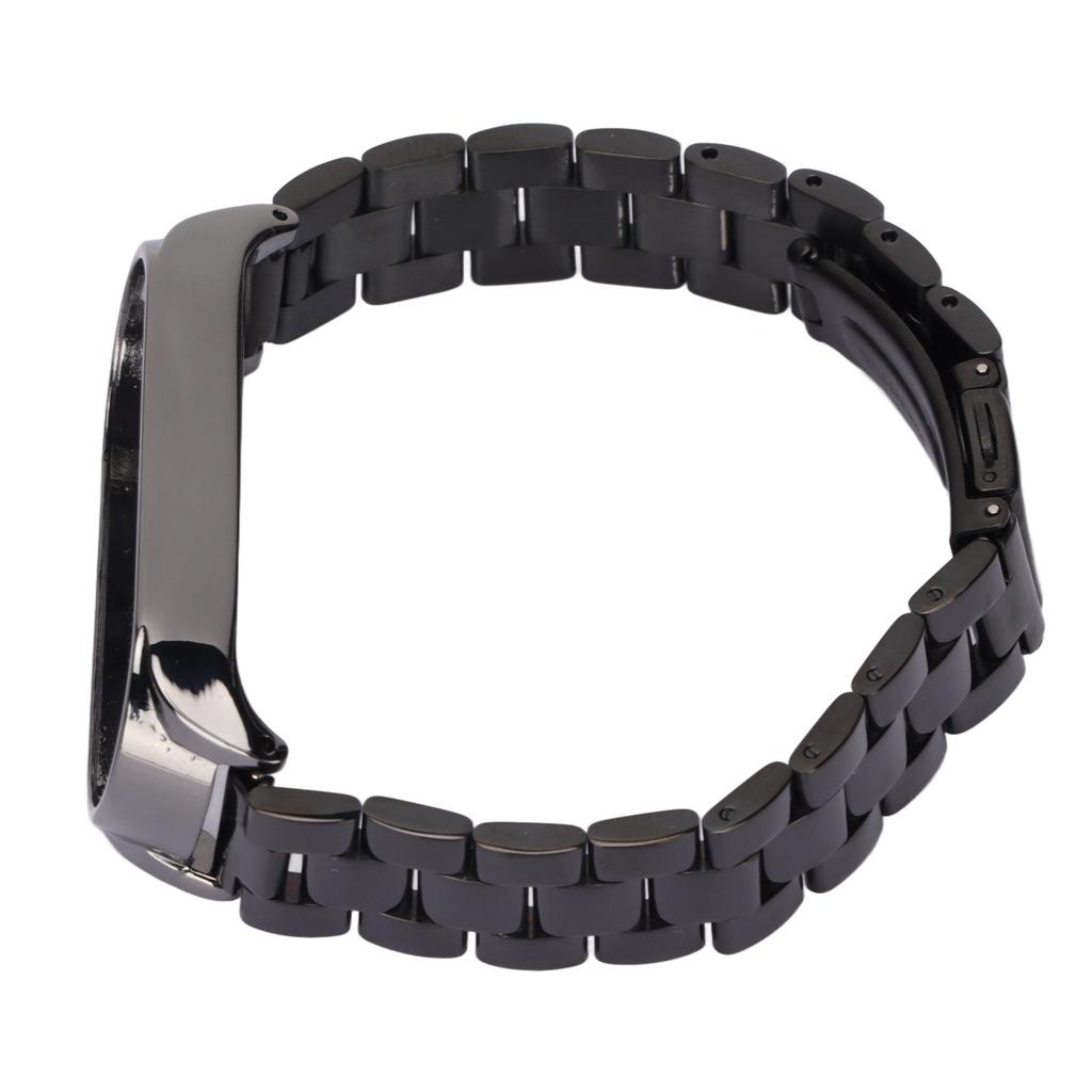 Smartwatch Armband Edelstahl Anti-Verlust mit Doppelschnalle Faltschließe für Mi Band 6Schwarz